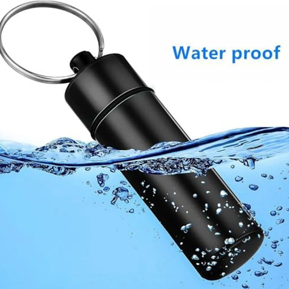 Wasserdichter Aluminium Pillenbehälter mit Schlüsselanhänger klein