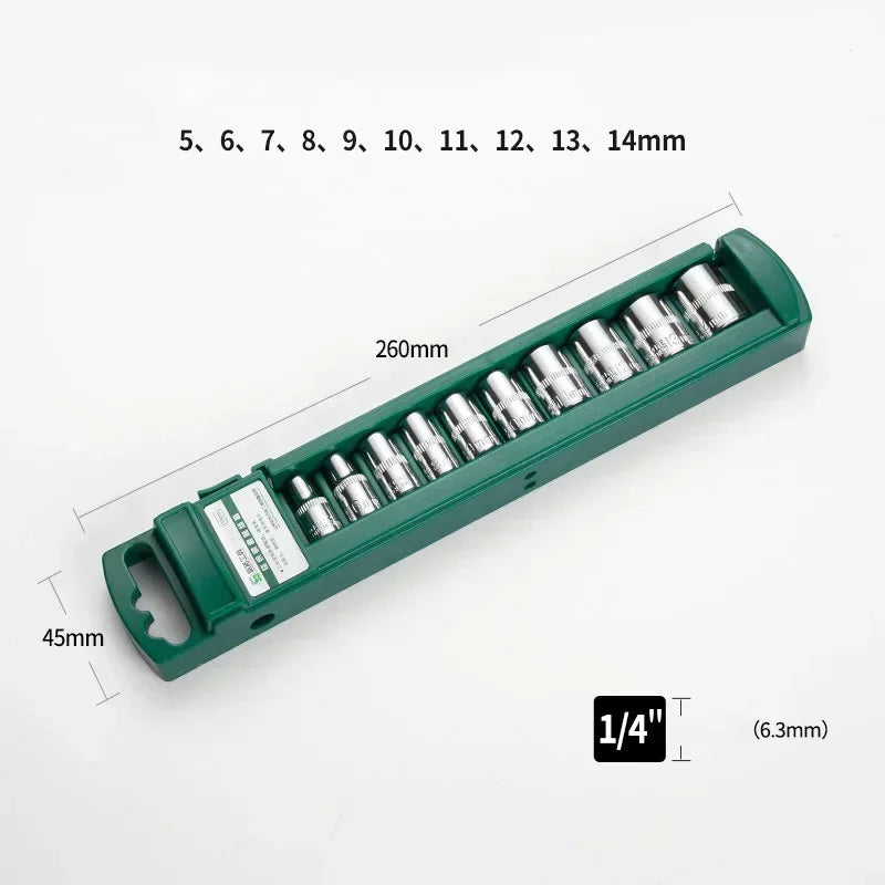 Vielseitiges Hex Steckschlüssel Set mit Ratsche und Halter