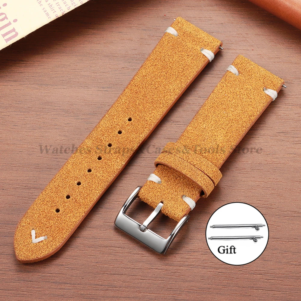 Wildleder Vintage Uhrenarmband in Blau mit Schnellverschluss