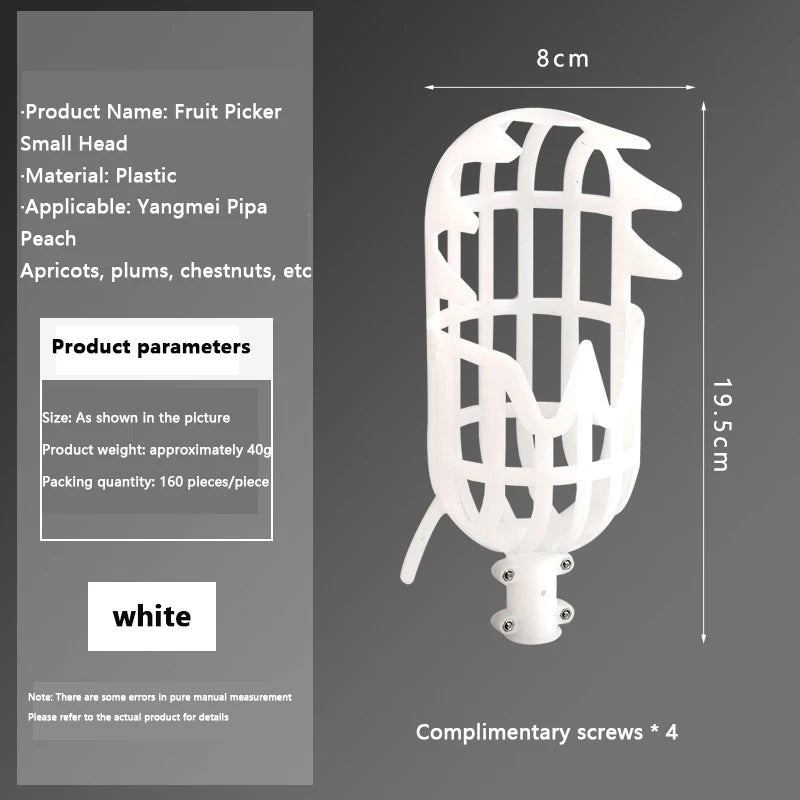 Obstpflücker Kunststoffkopf mit Korb für große Höhen Loquat Bayberry