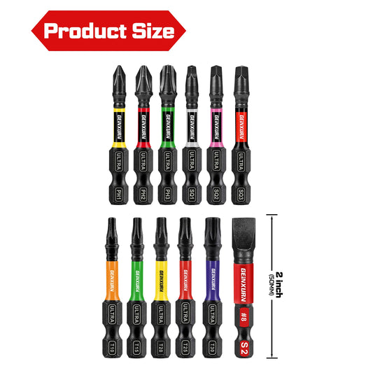 13-teiliges magnetisches Schraubendreher-Bit-Set mit farbcodierter Basis