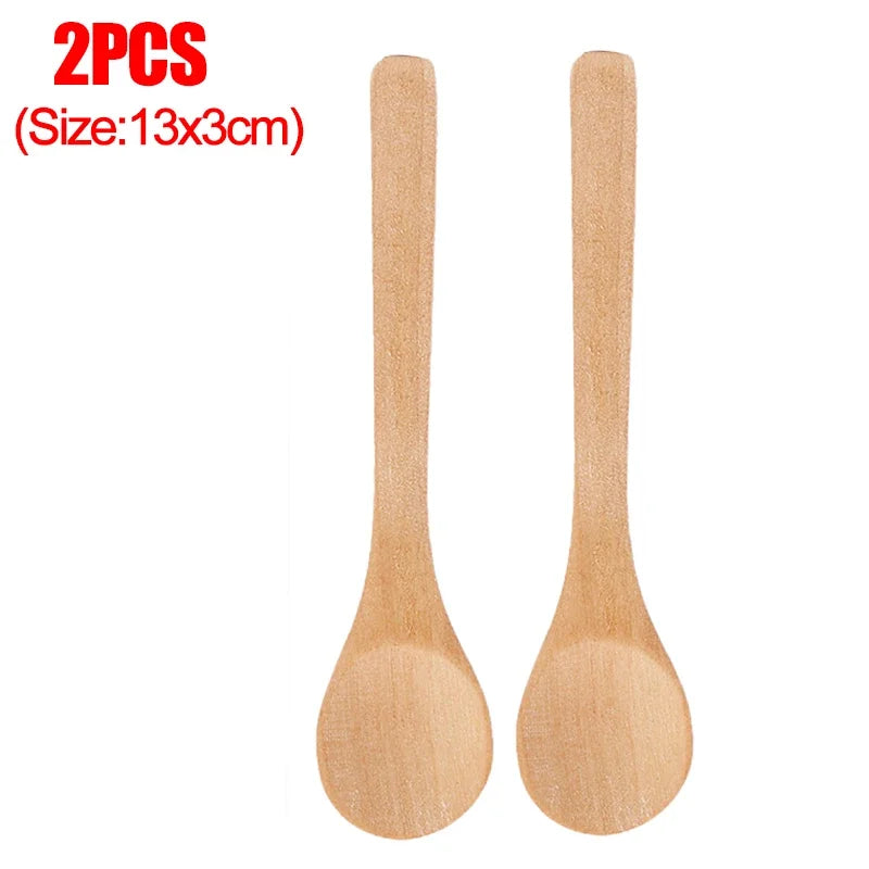 Holz Bambus Löffel Set 6 Stück runde Teelöffel für Küche und Tee
