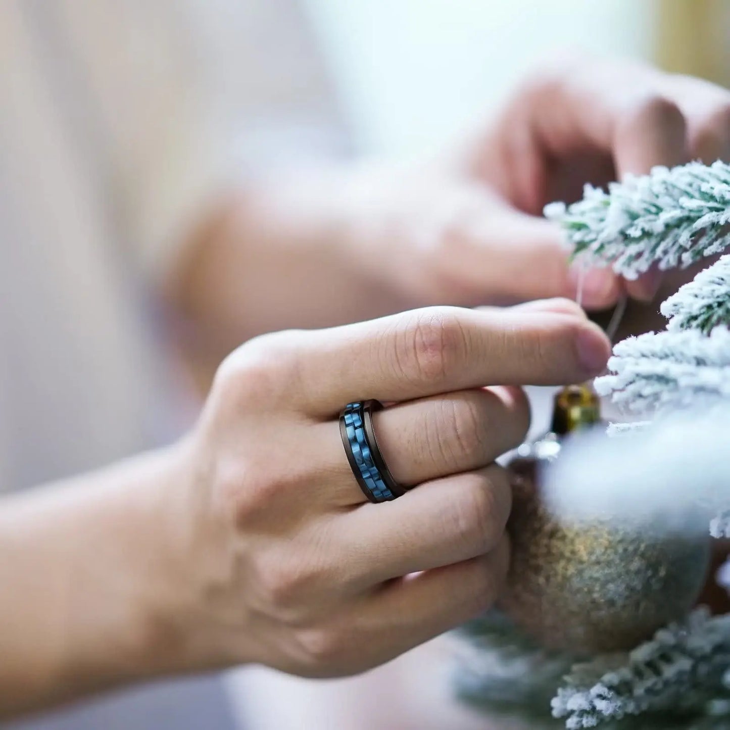 Drehbarer Edelstahl Ring mit Ketten Design für Herren