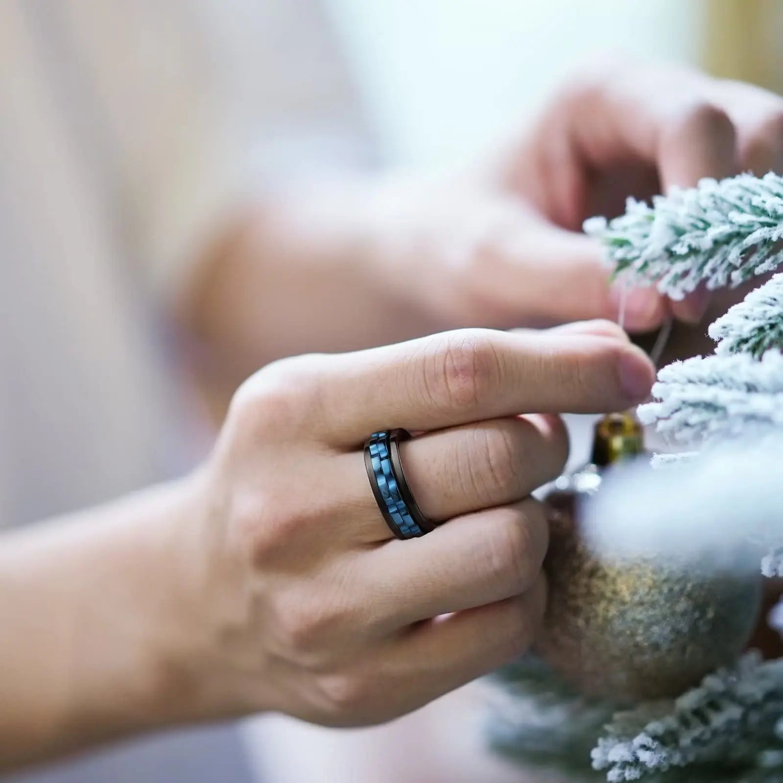 Drehbarer Edelstahl Ring mit Ketten Design für Herren