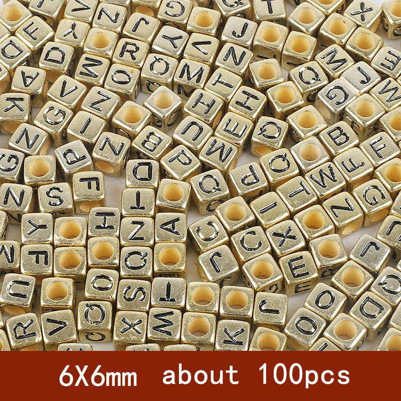 6x6mm Quadratische Acryl Alphabet Perlen für DIY Schmuck Basteln