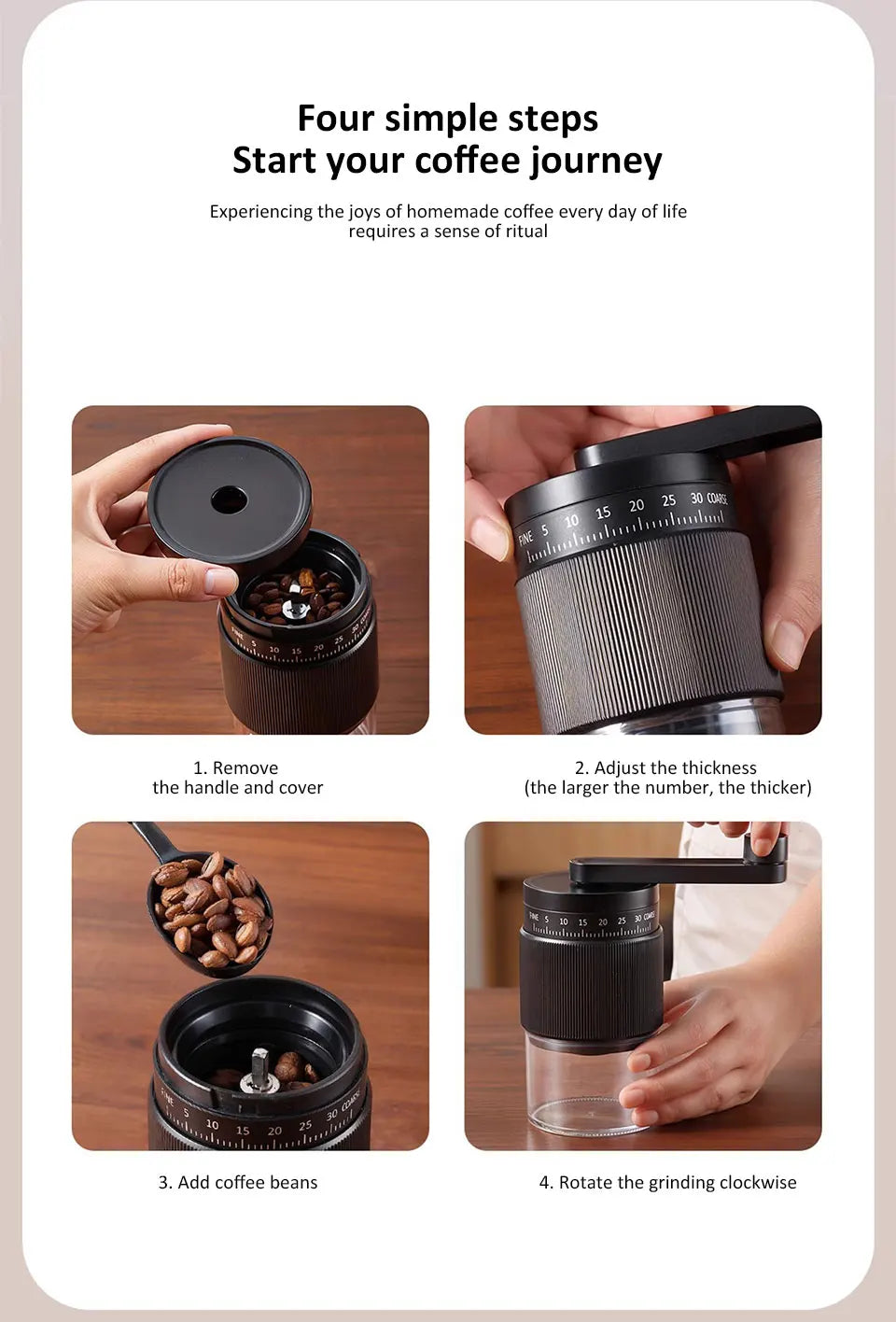 Verstellbare Manuelle Kaffeemühle mit Keramik Mahlkern