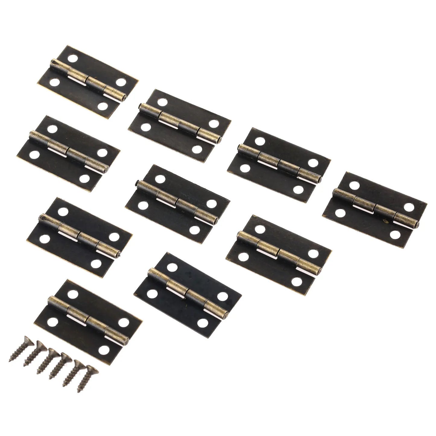 10er Set dekorative Möbel-Scharnier 24x16mm für Vintage Holzboxen