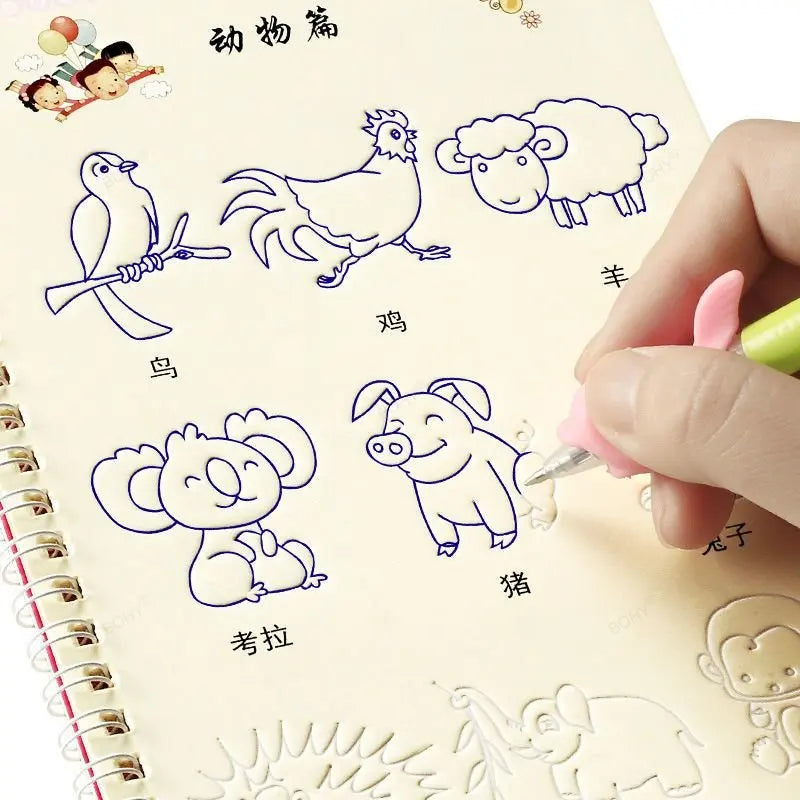 Wiederverwendbare Übungshefte zum Lernen von Kalligraphie und Zah