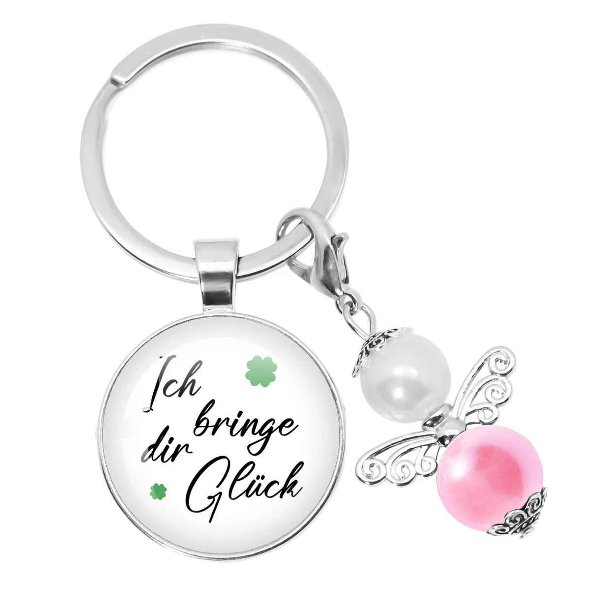 Glücksbringer Schlüsselanhänger mit vierblättrigem Kleeblatt Design