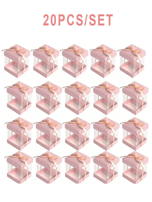 10 transparente PET Geschenkboxen mit goldenem Band, luxuriös und wiederverwendbar