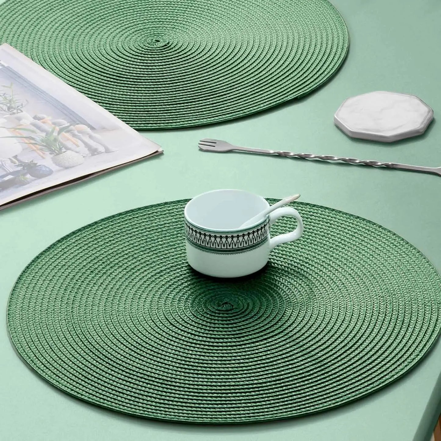 Runde Geflochtene Tischsets 1/4/6PCS - Umweltfreundliche Tischmatten