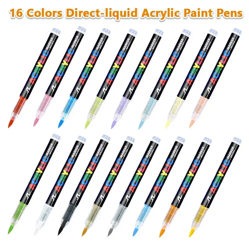 16 Farben flüssige Acrylstifte für vielseitige DIY-Kunst und Felsmalerei