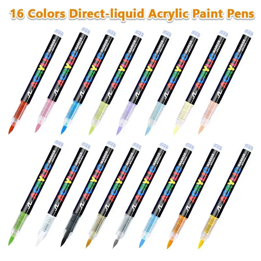 16 Farben flüssige Acrylstifte für vielseitige DIY-Kunst und Felsmalerei