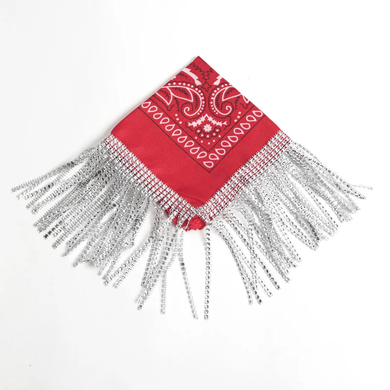 Vielseitiges Paisley Bandana mit Strassfransen für Frauen und Männer