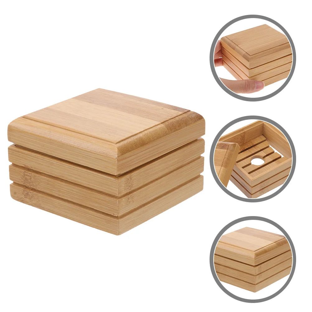 Bambusbox mit Deckel und Ablaufsystem für Seife im Badezimmer und auf Reisen