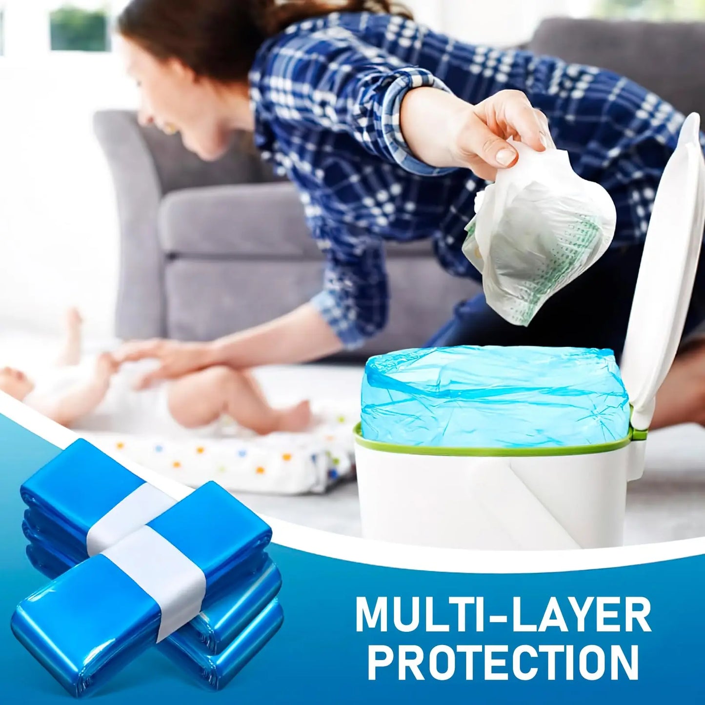 Abbaubare Müllbeutel für Windeleimer 1 5 oder 10 Stück Blau