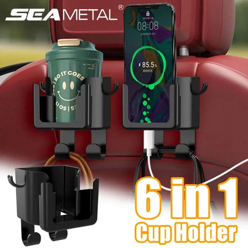 Universal Auto Getränkehalter mit 4 Haken und Telefonhalter