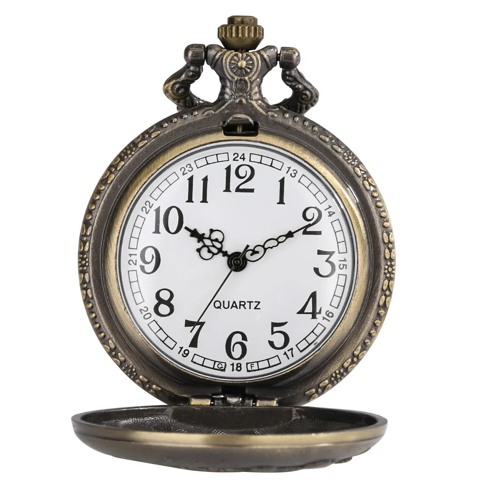 Retro Quarz Taschenuhr mit Flugzeug Anhänger Halskette