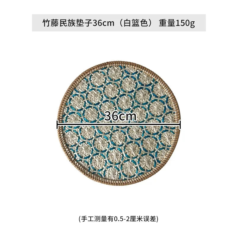 Handgewebtes Rattan Tischset im Böhmischen Stil