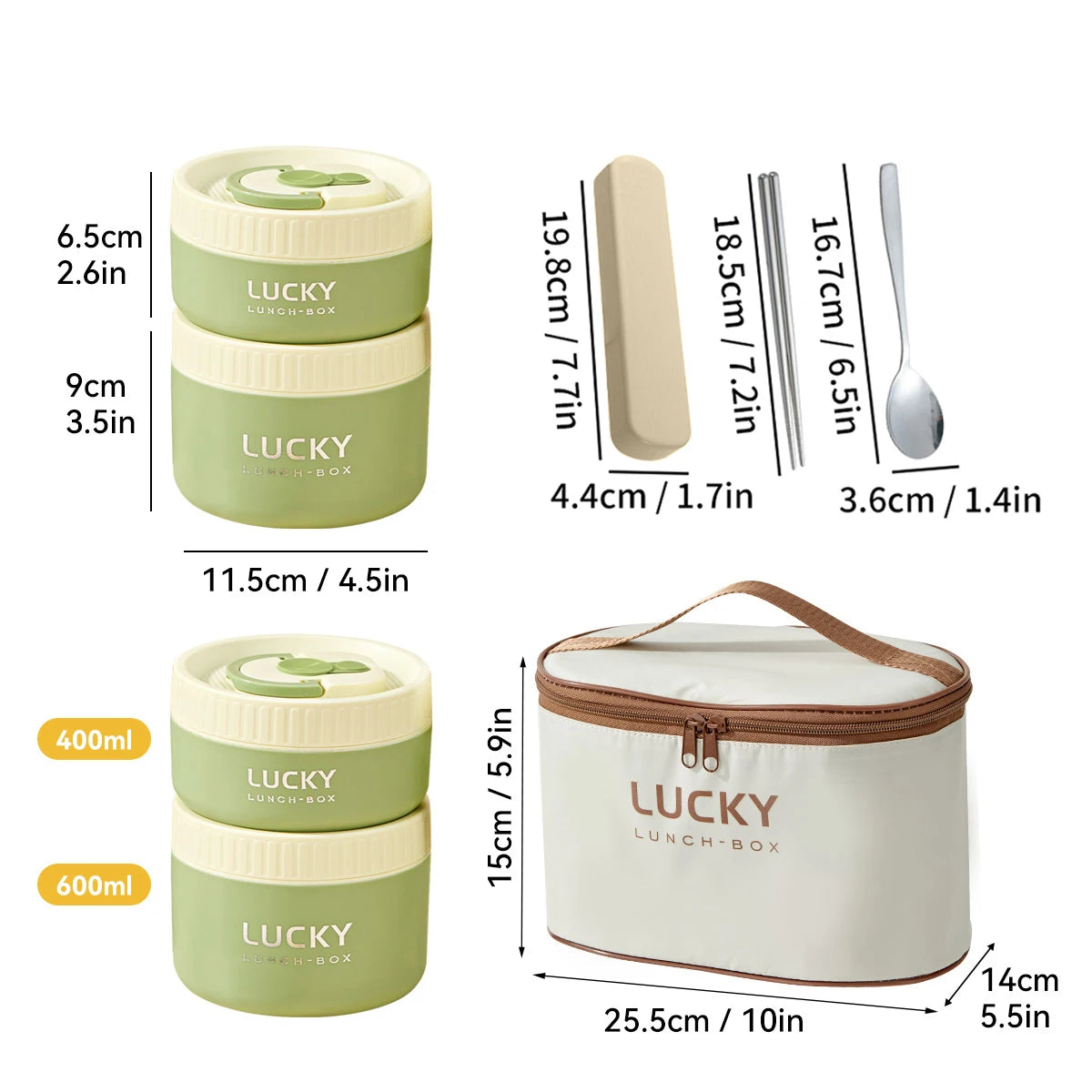 Bento Lunchbox Set isoliert Edelstahl - Thermobehälter mit Tasche