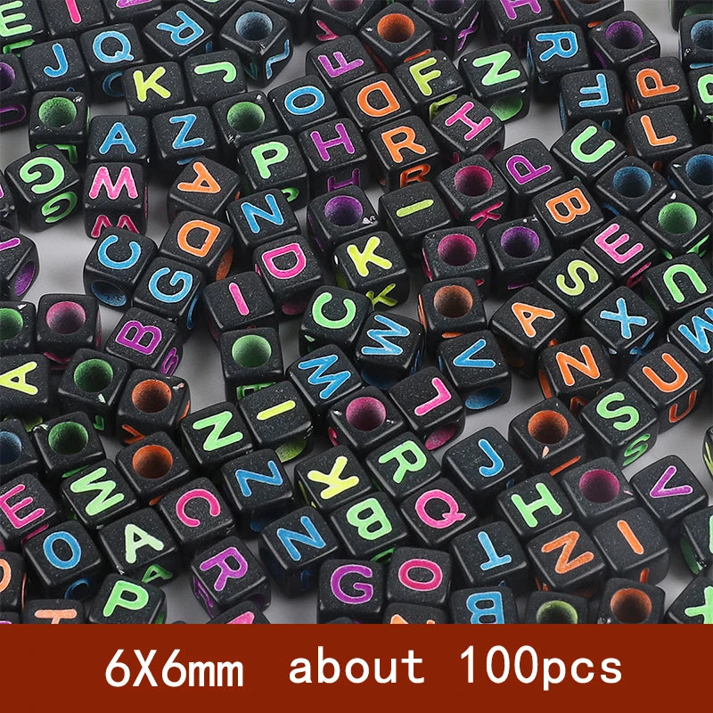 6x6mm Quadratische Acryl Alphabet Perlen für DIY Schmuck Basteln