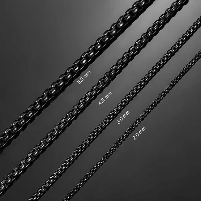 Schwarze Box Link Kette Edelstahl 2mm bis 5mm für Männer und Frauen-Yabubest - Home & More
