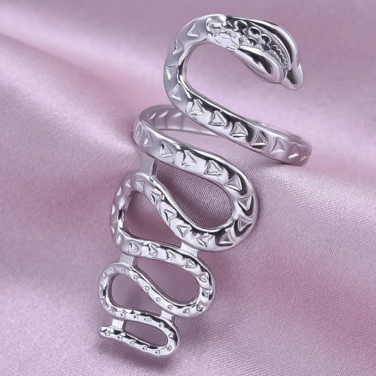 Silberfarbene Edelstahlringe mit Schlange, Herz und Perlen, 1 bis 5 Stück