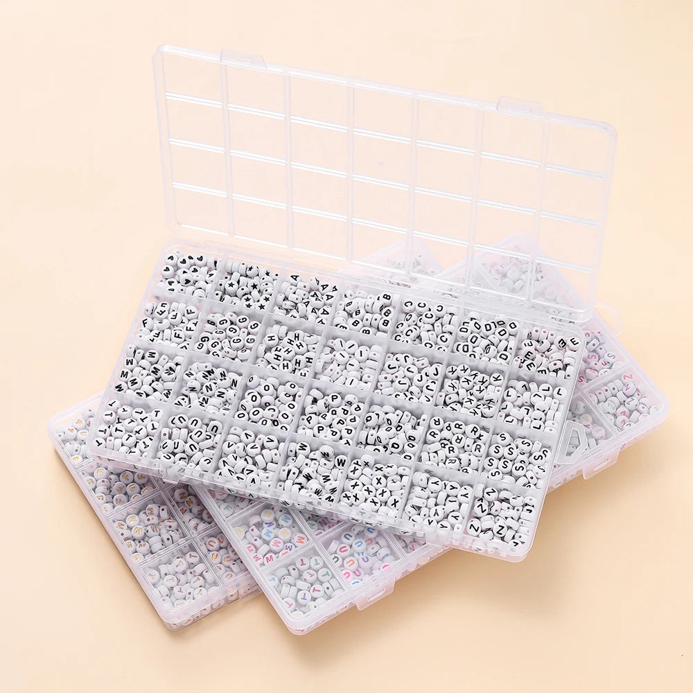 1400 Acryl Buchstabenperlen A-Z 7mm DIY Schmuckherstellung Zubehör