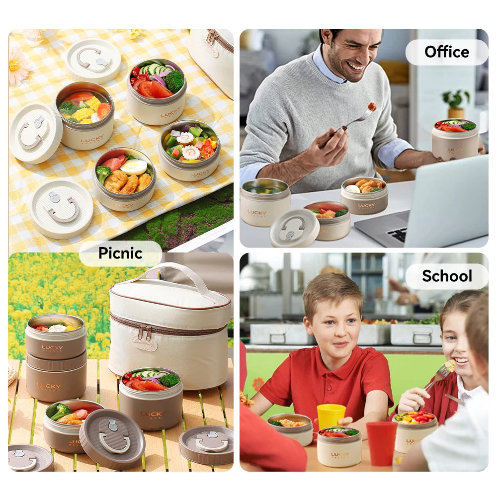 Bento Lunchbox Set isoliert Edelstahl - Thermobehälter mit Tasche