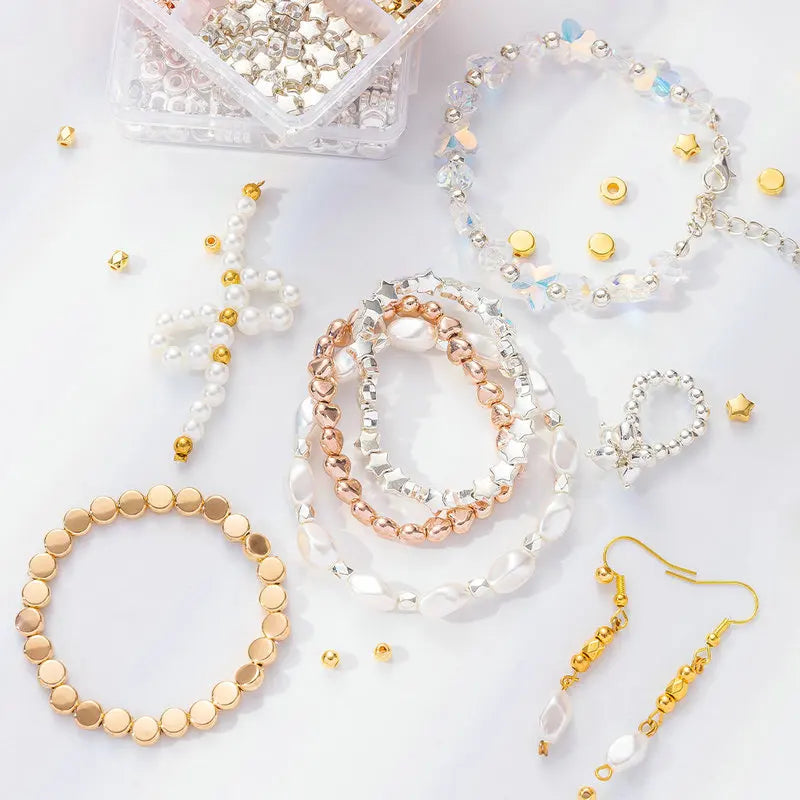 4 Farben CCB Spacer Perlen Kit mit 6 Stilen für Schmuck DIY Handwerk