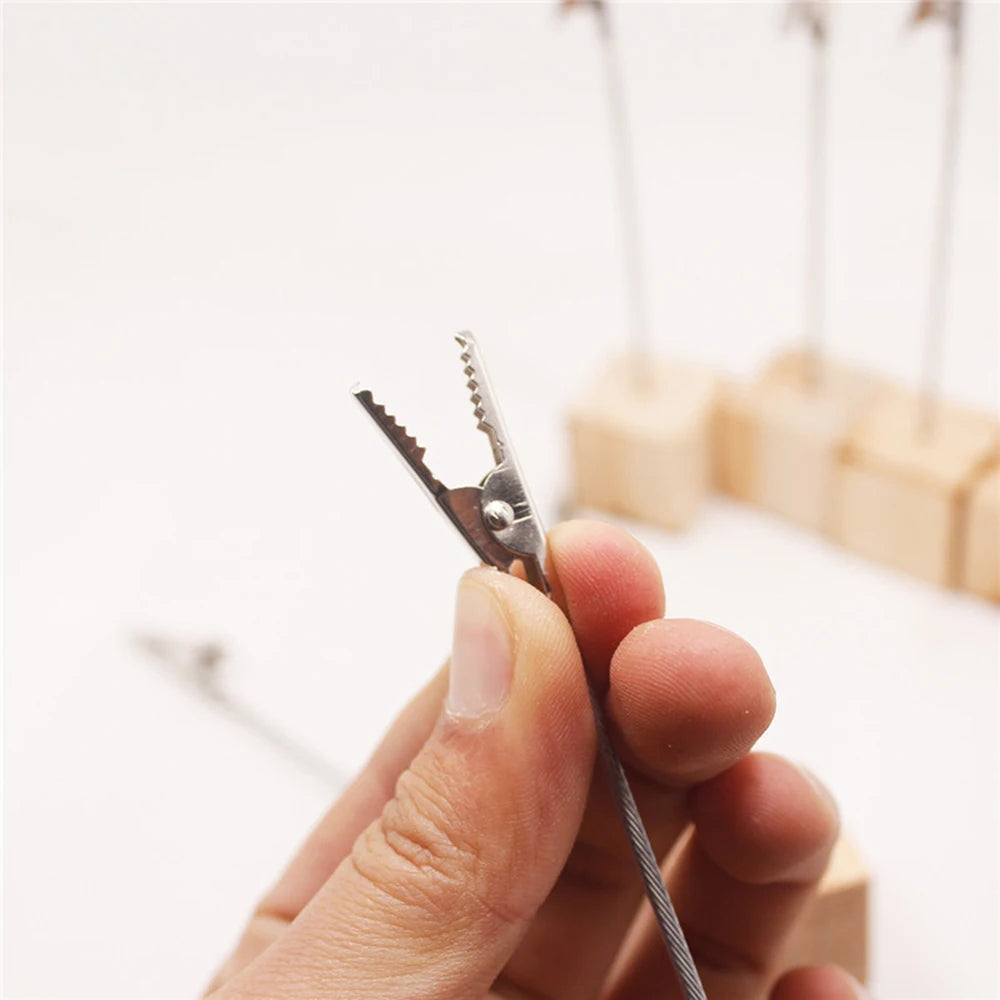 10 Holz Metall Alligator Clips Memo Kartenhalter Bilderhalter Tisch