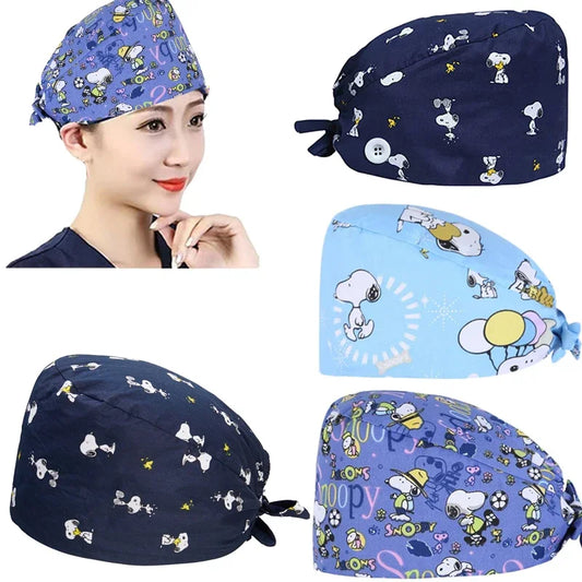 Unisex OP-Haube mit Baumwoll-Comicdruck für medizinische Chirurgie