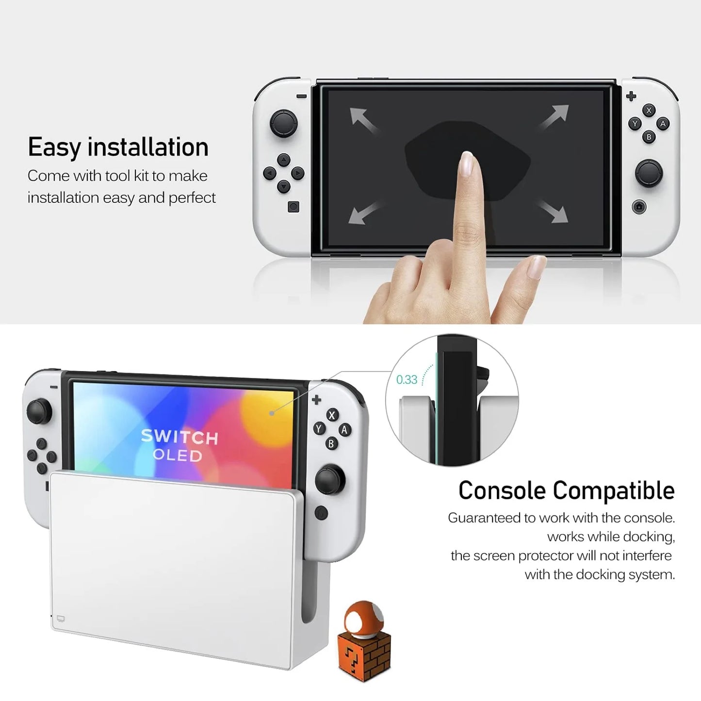 9H gehärtetes Glas Displayschutzfolie für Nintendo Switch OLED - Lite