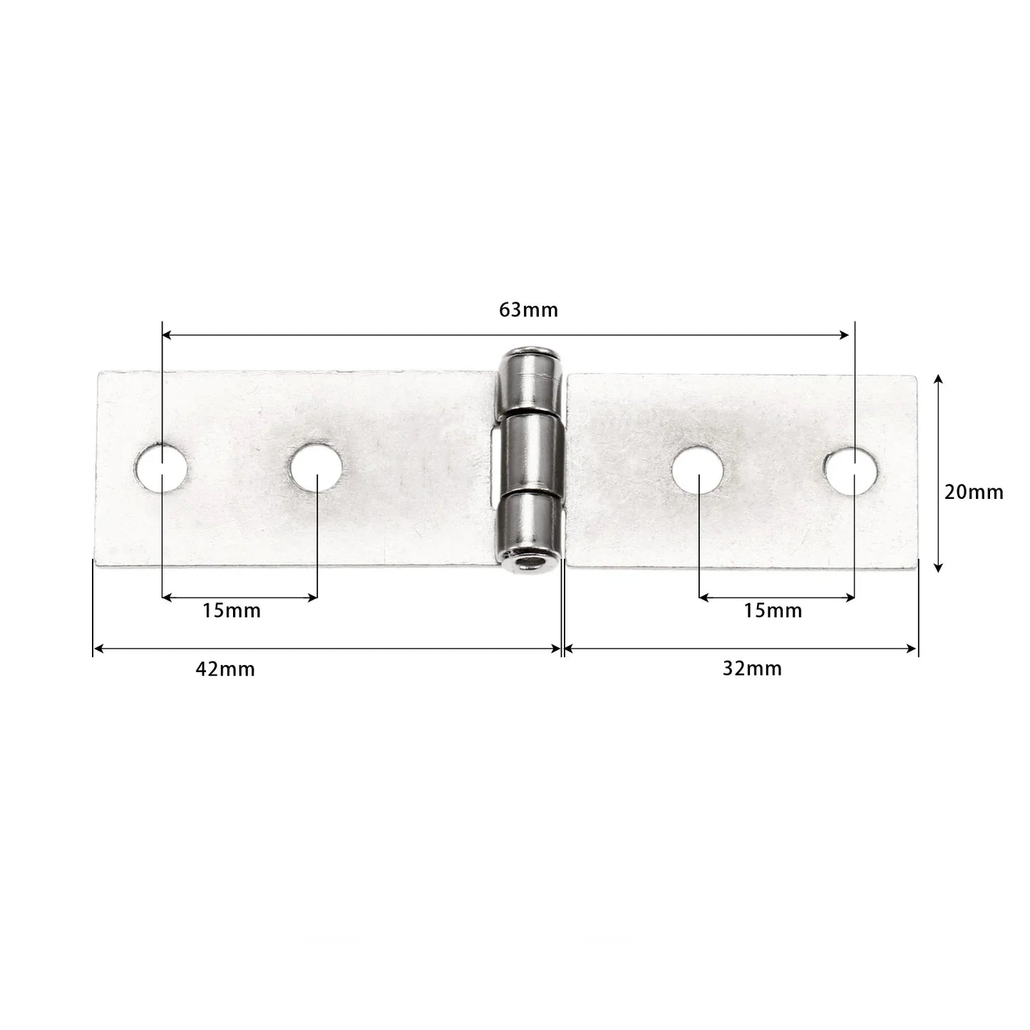 2er Set Möbel-Scharniere 74x20mm Zinklegierung für Holzkisten - Schränke
