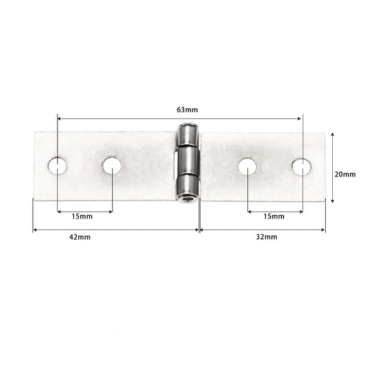 2er Set Möbel-Scharniere 74x20mm Zinklegierung für Holzkisten - Schränke