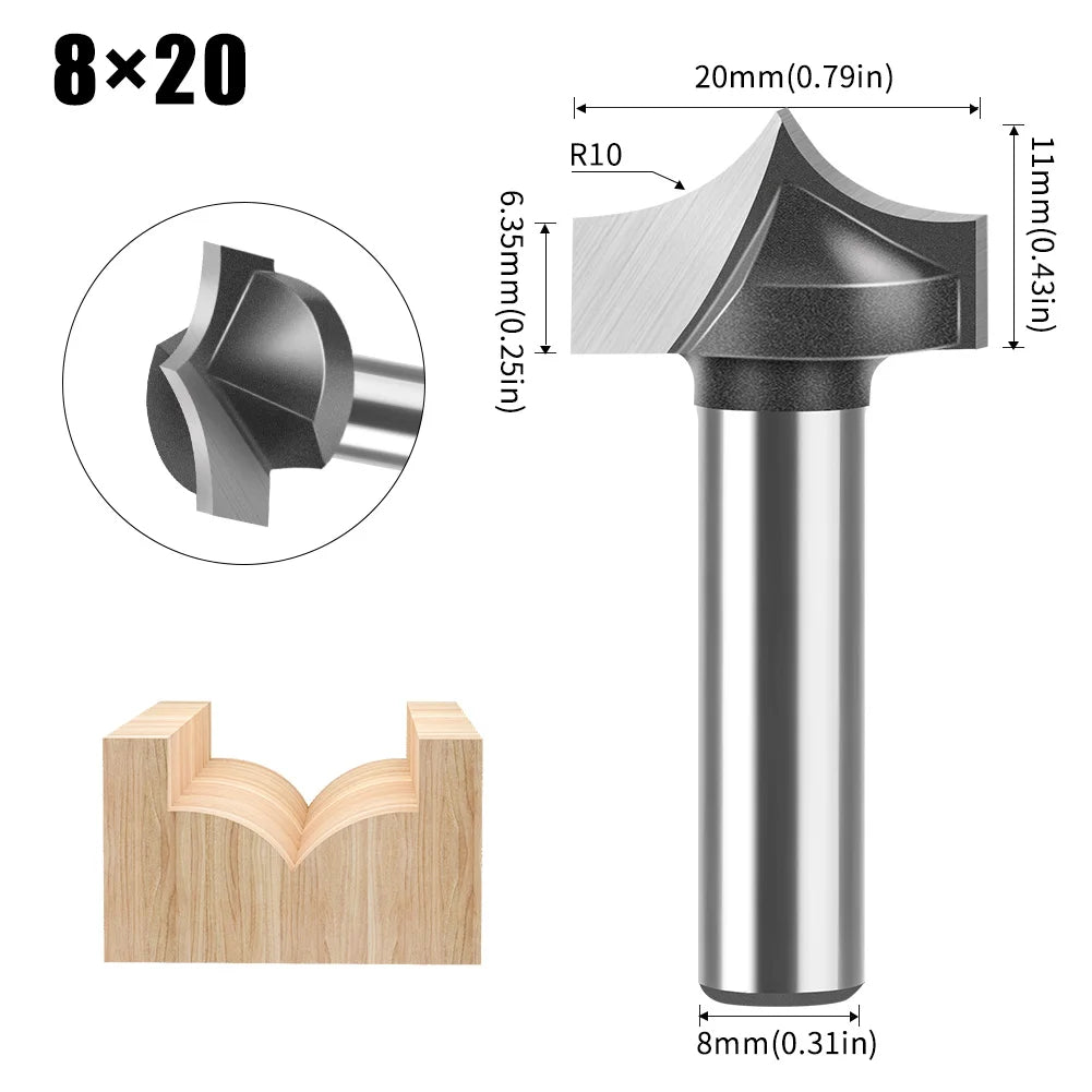 8mm Schaft Holzbearbeitung Router Bit Set mit spitzen Gravurmessern