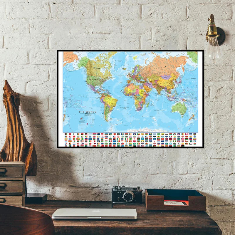 Lehrreiche Weltkarte als Wanddekoration und Lernhilfe
