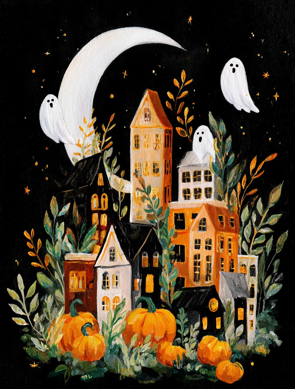 Halloween Malen nach Zahlen Set für Erwachsene Leinwand Wandkunst DIY