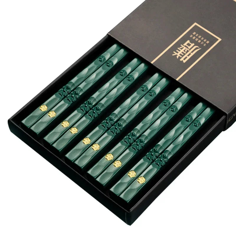 5 Paar Nicht-Rutsch Stäbchen Metall Sushi Essstäbchen für Restaurant Zuhause