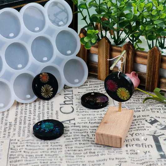 8 bis 12 DIY Silikonformen runde ovale Harz Anhänger für Schmuckherstellung