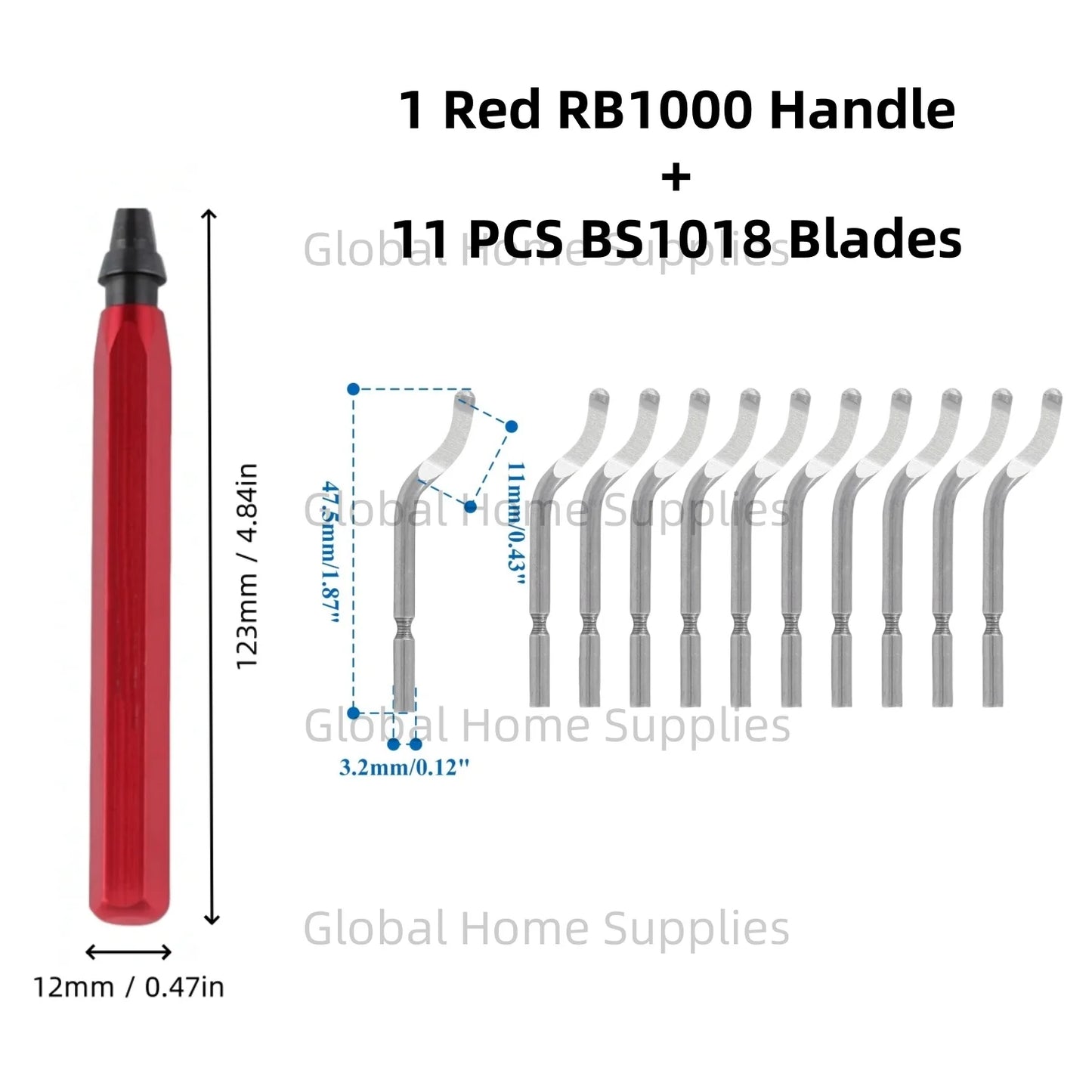 Entgratungswerkzeug Set RB1000 mit 1 oder 11 Schnellarbeitsstahl-Schwenkklingen