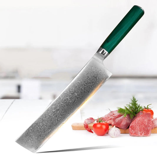 Damaskus Küchenmesser mit scharfer Klinge und ergonomischem Holzgriff