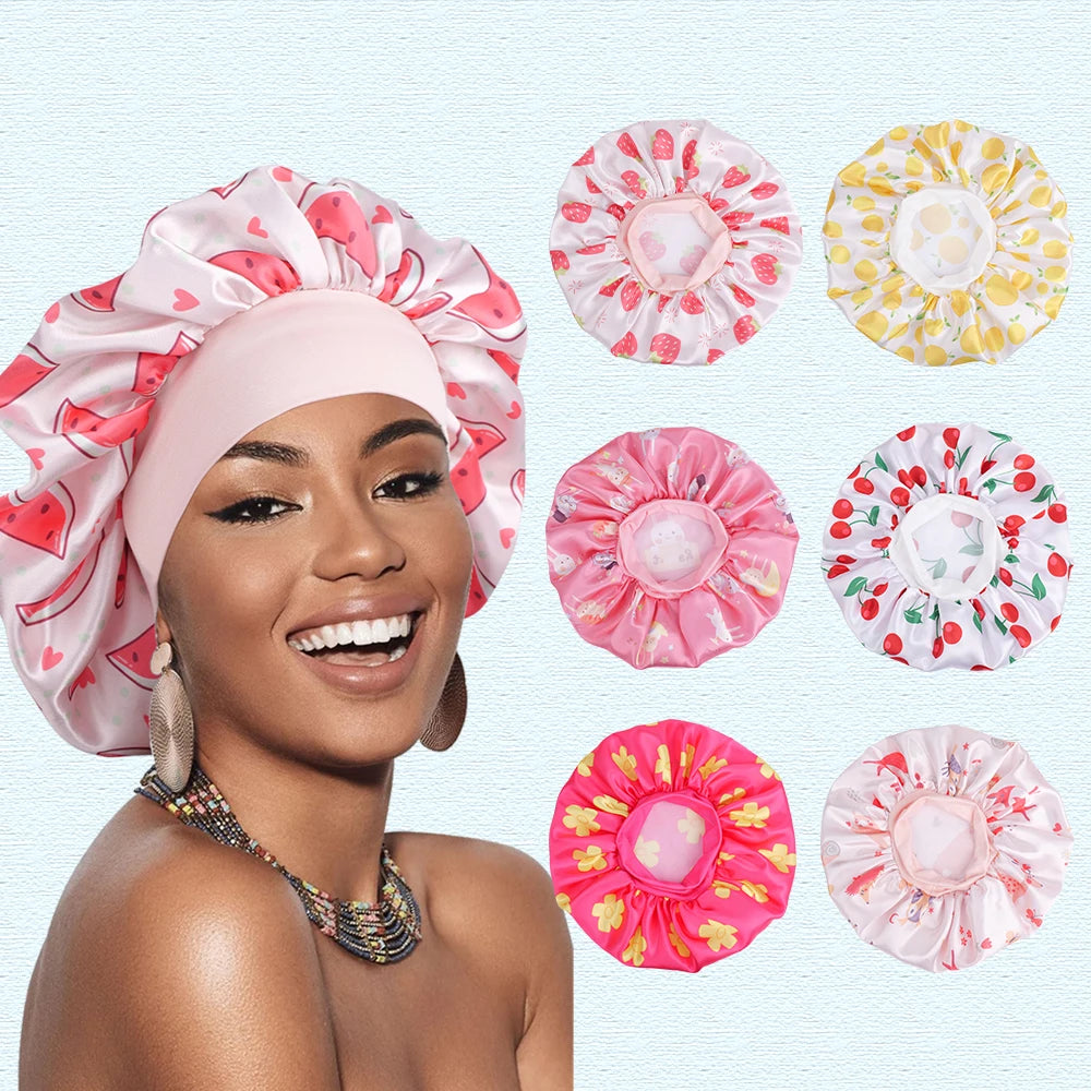 Atmungsaktive Schlafmütze mit Frucht und Tiermotiv für alle Haartypen