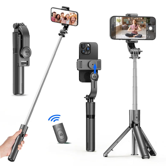 Selfie Stick Stativ mit Bluetooth Fernbedienung 360 Grad Rotation schwarz