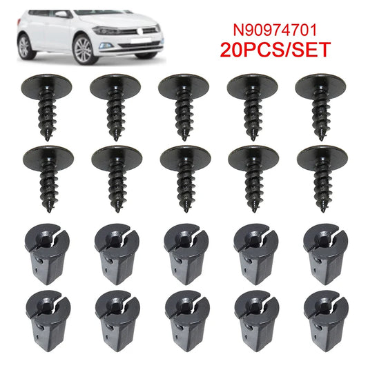 20er Set Torx Schrauben - Clips – Passgenau - Robust für VW, Audi, Seat, Skoda