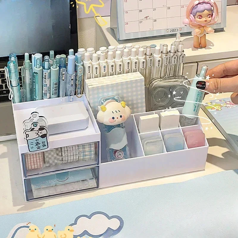 Schreibtisch Organizer Box mit 9 Fächern – Kawaii Stiftehalter für Schüler-Yabubest - Home & More