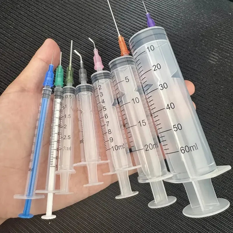 Syringe Set with Blunt Needles, Various Size:1ml, 3ml, 5ml, 10ml, 20ml, 60ml, Plastic, for Refilling, Measuring, Scientif