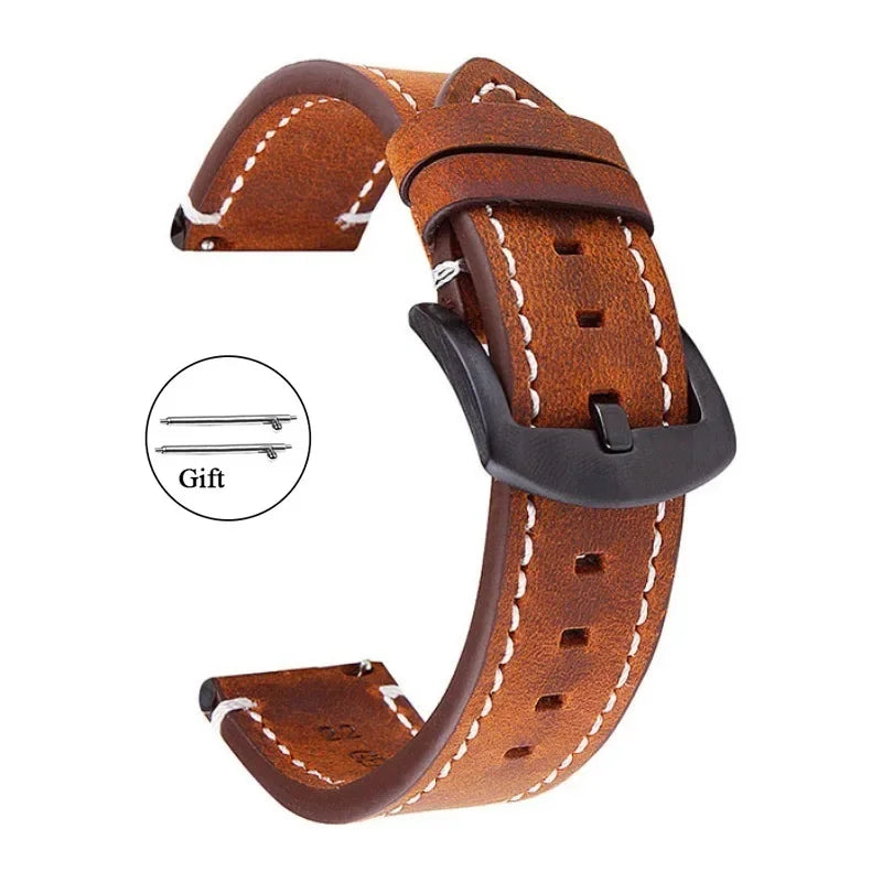 Retro-Uhrenarmband aus Kalbsleder in verschiedenen Bandbreiten 18-24 mm