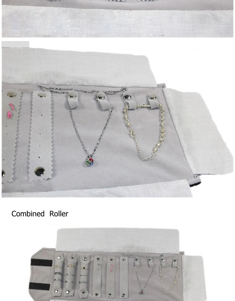 Eleganter Reise Schmuck Organizer aus Samt – Aufrollbar & Faltbar