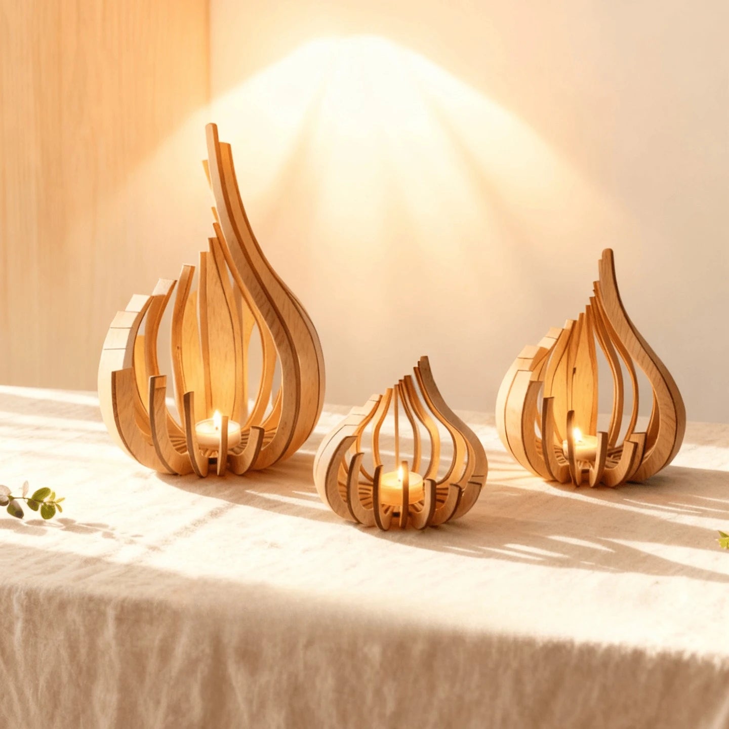 Handgemachter Kerzenhalter Holz DIY Dekoration schafft warme Stim